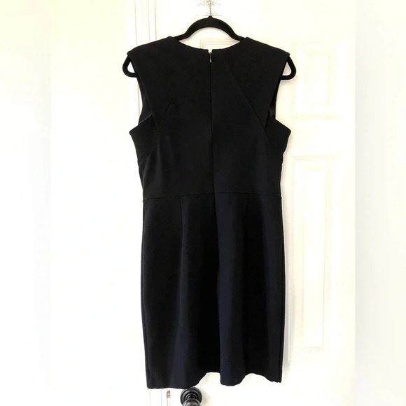 EUC Ann Taylor Black V-Neck Sleeveless Faux Wrap Sheath Dress Size 8 - Picture 2 of 6